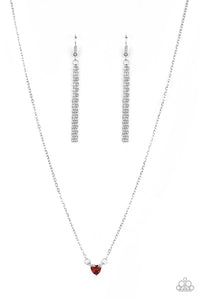Heartbeat bling- red necklace
