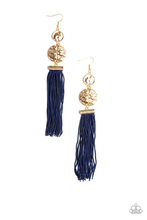 Load image into Gallery viewer, Lotus garden- blue fringe earrings
