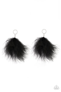 BOA Down - black post feather earring