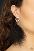 Load image into Gallery viewer, BOA Down - black post feather earring
