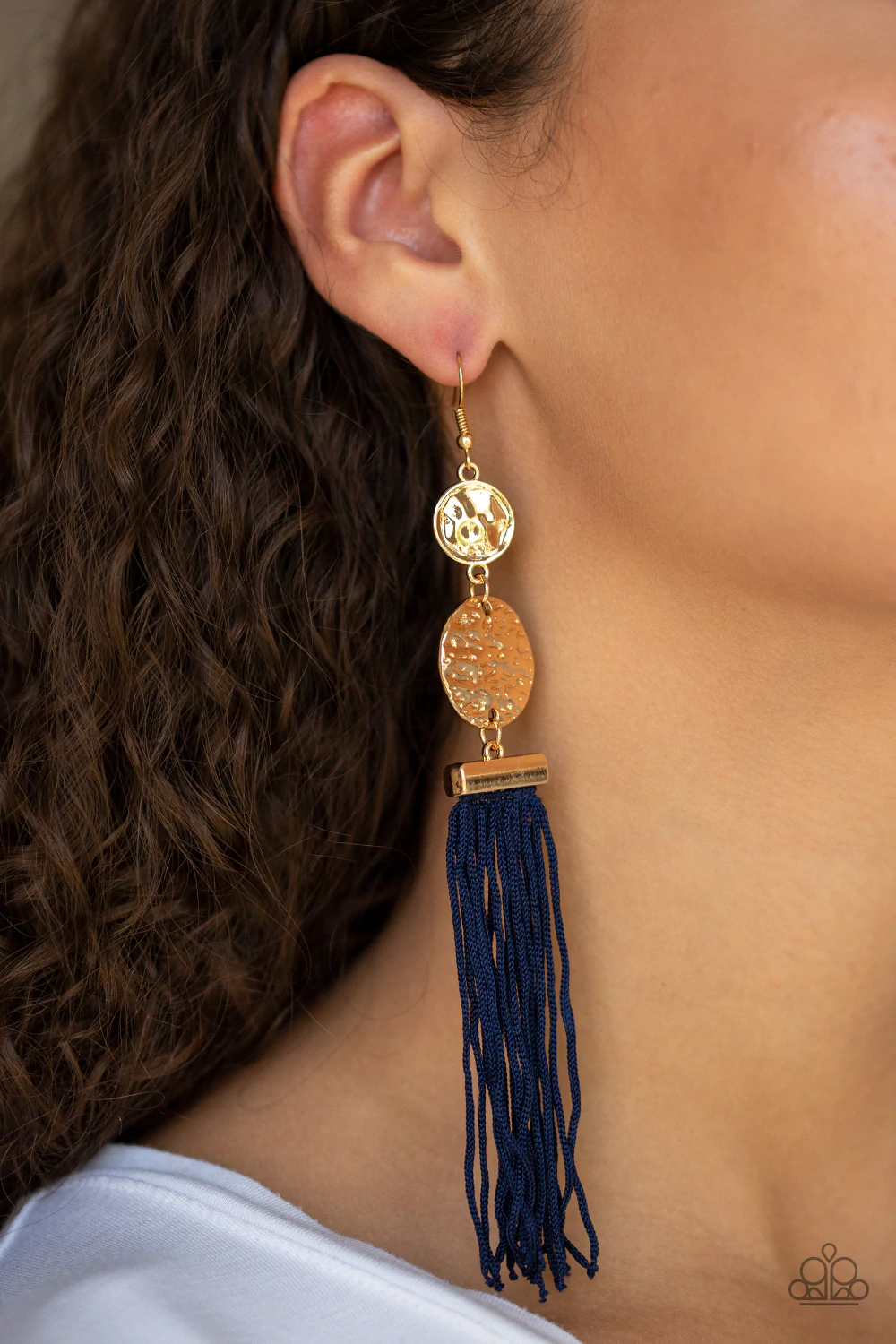 Lotus garden- blue fringe earrings
